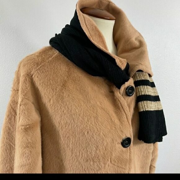 Honey Brown Faux Fur Teddy Jacket sz 14 Lightweight NWT - Picture 9 of 11